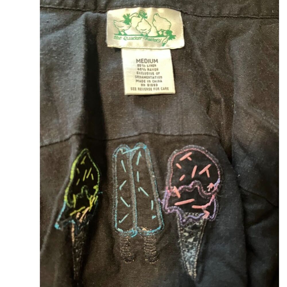 Quacker Factory Whimsical Black Jumper Dress Jacket Set Ice Cream Popsicle M - Picture 7 of 11